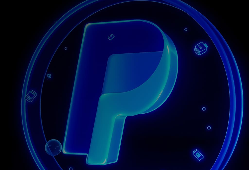 неоновый лого компании paypal