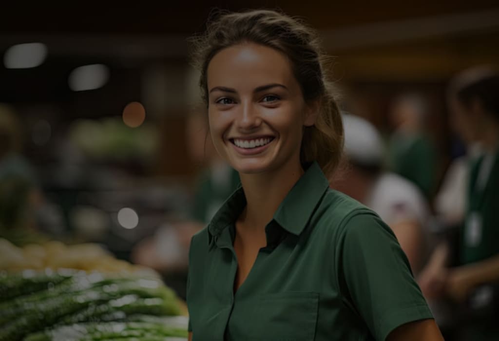 Фотография сотрудника «Пятёрочки» на рабочем месте