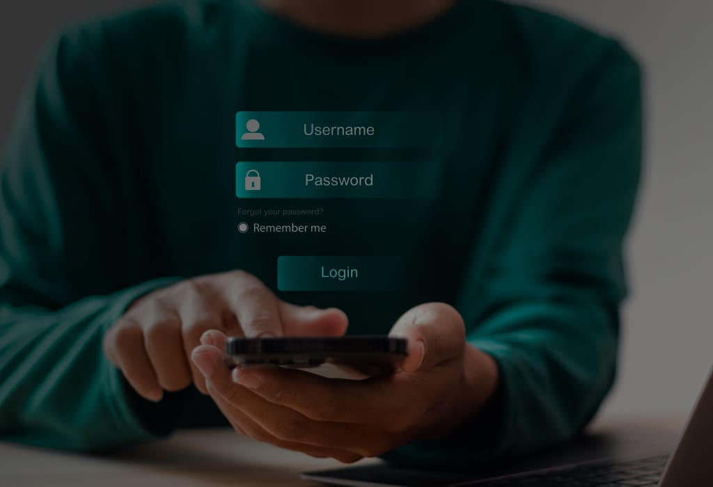 интерфейс личного кабинета на фоне человека
