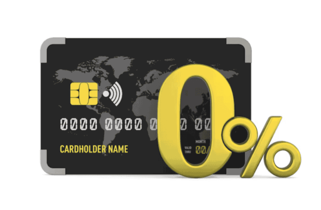 Изображение банковской карты с надписью «0% комиссия» – демонстрация выгодных тарифов 