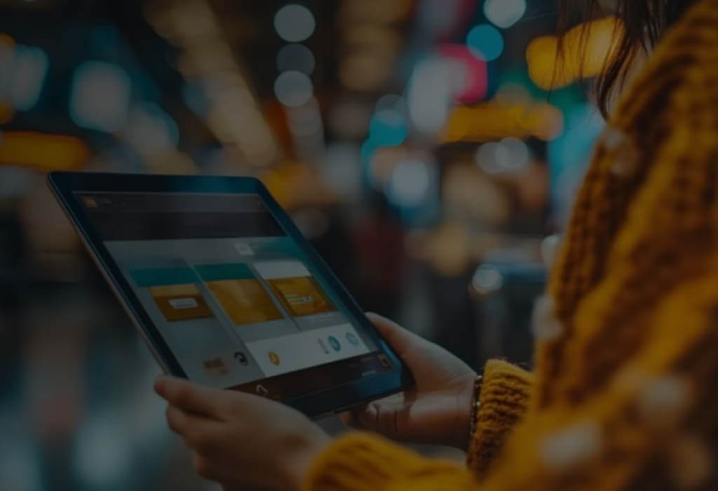 Планшет с приложениями платежных систем – банковскими картами, электронными кошельками и счетами для пополнения с помощью Payberry