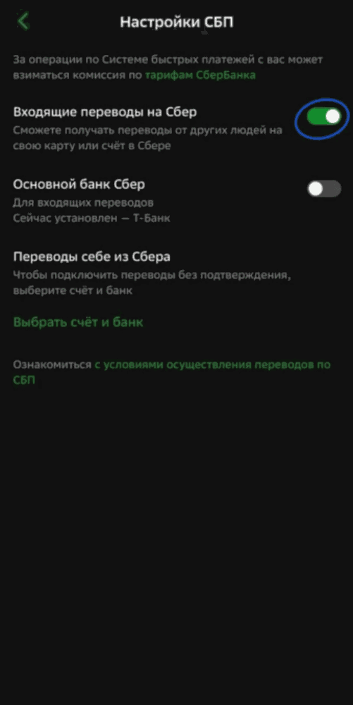 результат подключения СБП
