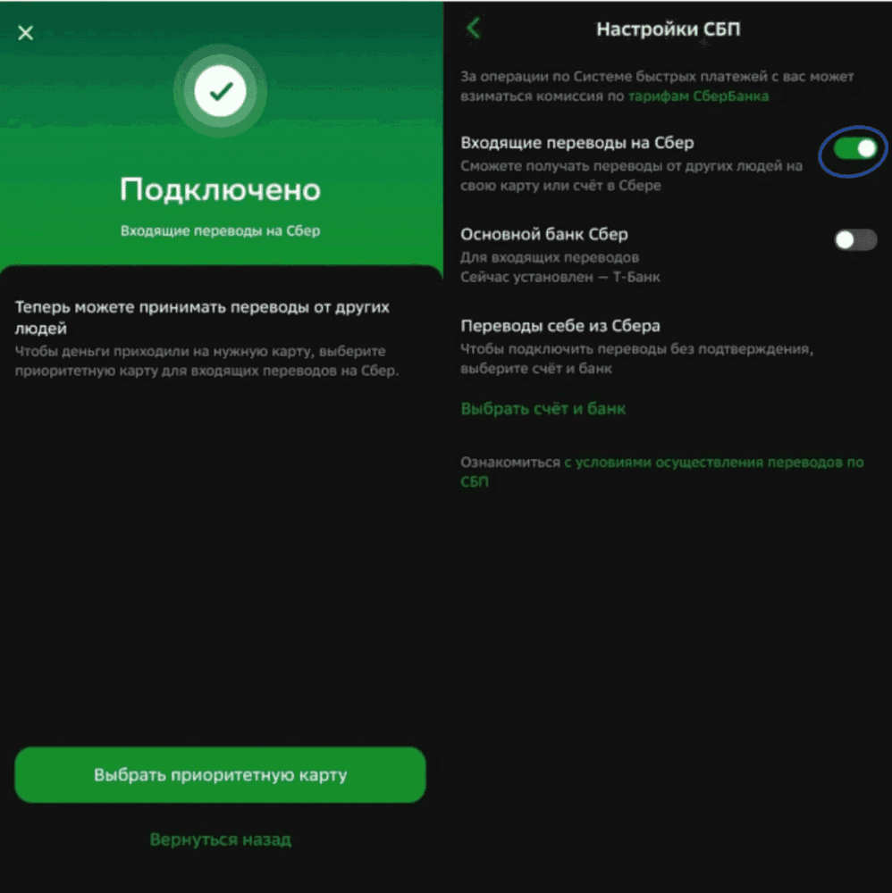 шаг 3 при подключении СБП