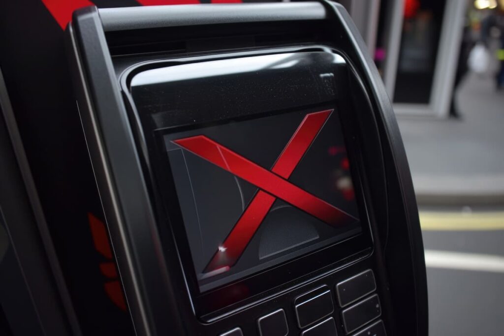 Банкомат с предупреждением о дополнительных расходах при снятии наличных