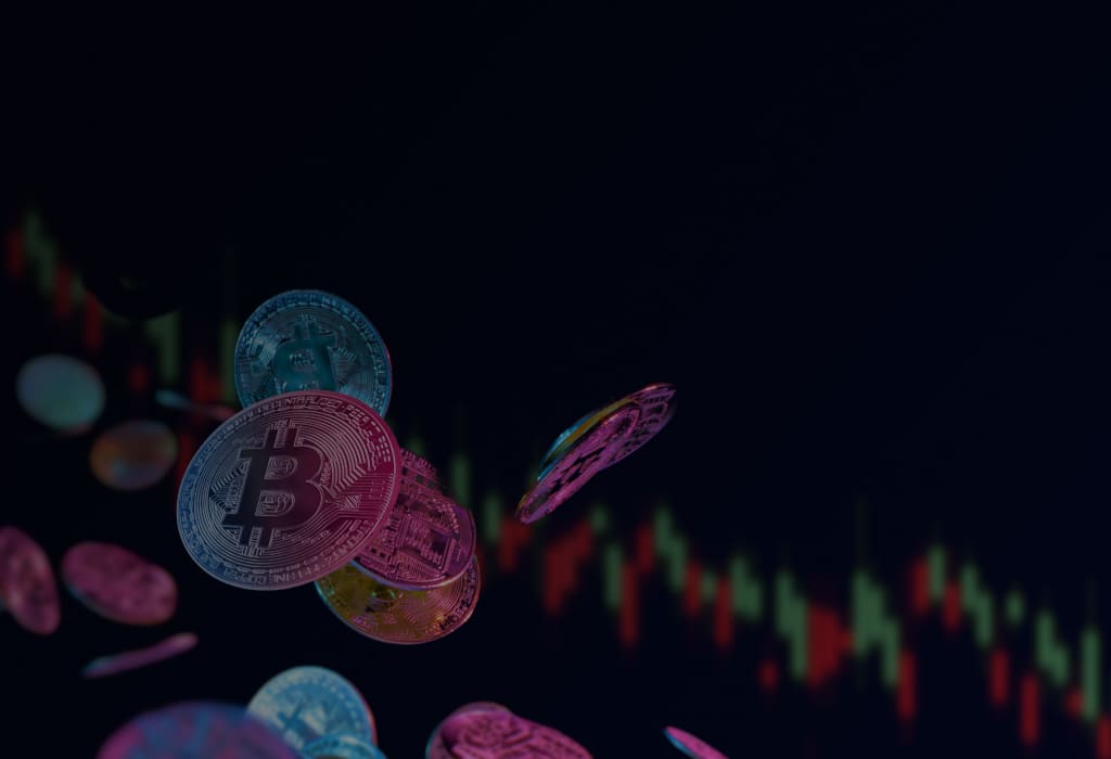 монеты биткойна на фоне статистики