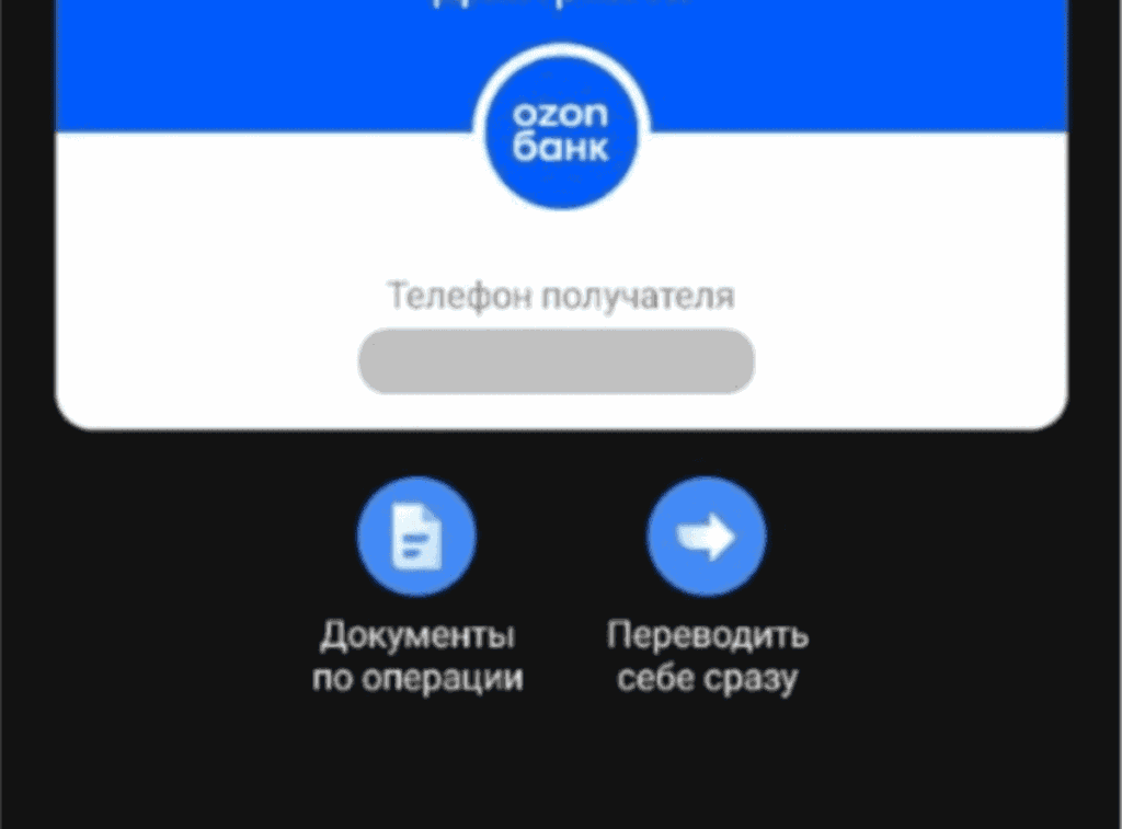 Перевод денег на Озон банк