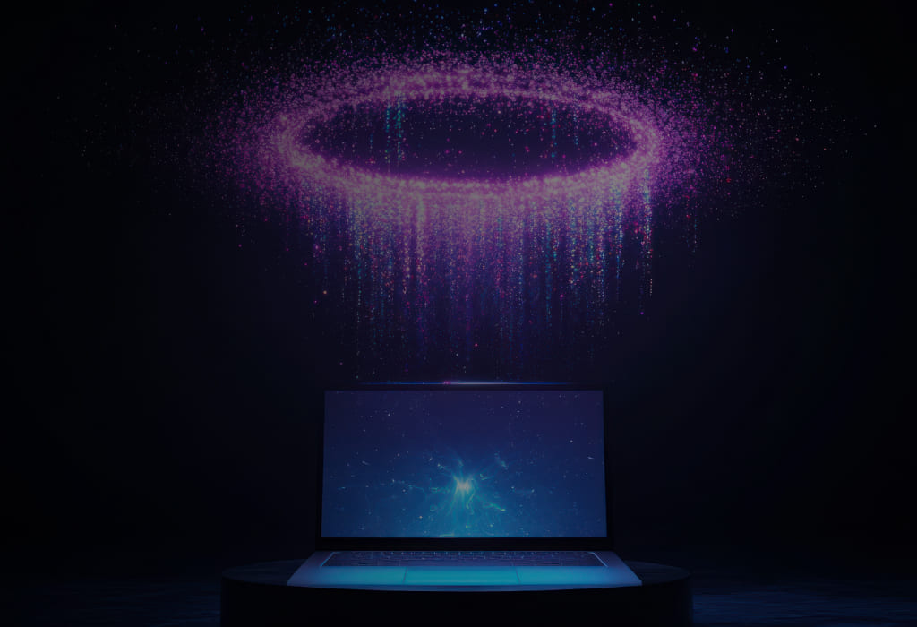 над ноутбуком портал