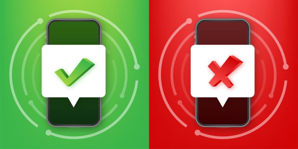 Иконки ошибки и успешной настройки push-уведомлений ПСБ на телефоне