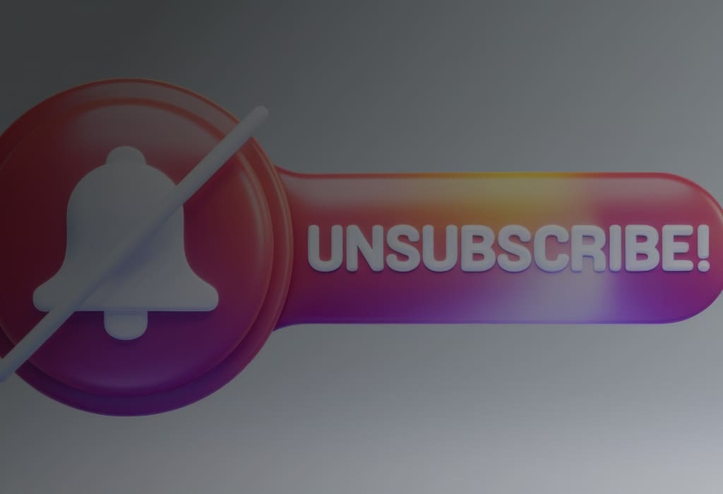 надпись «отписка» с перечёркнутым колокольчиком