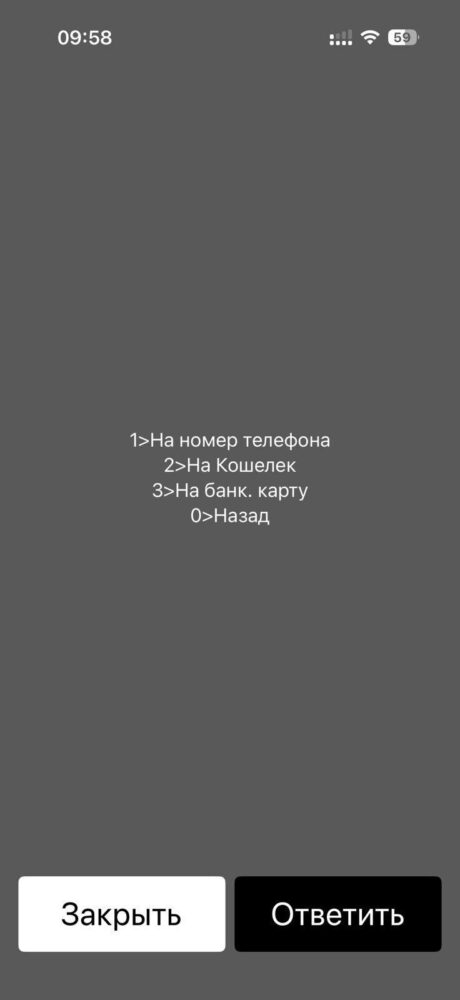 Выбор способа перевода с МТС